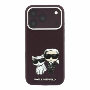 Karl Lagerfeld PU Semi Wrap Smooth Sketch Bodies Magsafe dėklas skirtas iPhone 18 Pro Max Burgundy - Image 2