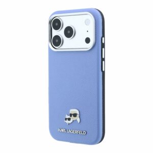 Karl Lagerfeld PU Grained Semi Wrap K&CH Heads Magsafe dėklas skirtas iPhone 18 Pro Max Blue