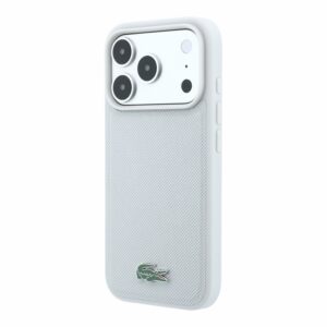 Lacoste PVC Iconic Petit Pique Metal Logo MagSafe dėklas skirtas iPhone 18 Pro Max Light Grey
