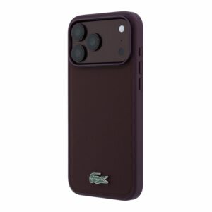 Lacoste PVC Iconic Petit Pique Metal Logo MagSafe dėklas skirtas iPhone 18 Pro Max Burgundy