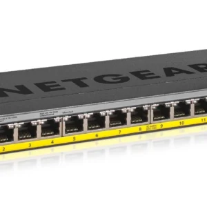 Šakotuvas Netgear GS116LP Ne-valdomas Gigabit Ethernet (10/100/1000) Juoda Maitinimas per Eternetą (PoE)