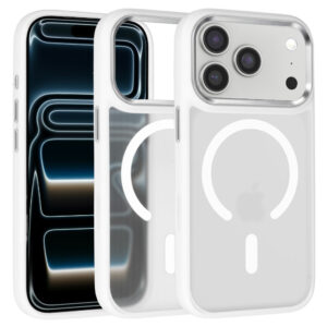 Liavec Cloudy Case with Metal Camera Frame do Iphone 18 Pro/17 Pro biały (Camera Control Button)