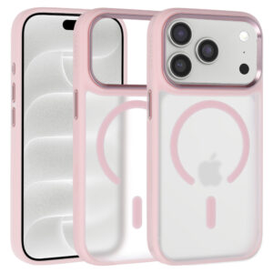 Liavec Cloudy Case with Metal Camera Frame do Iphone 18 Pro/17 Pro różowy (Camera Control Button)