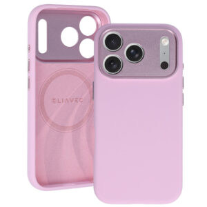 Liavec Silk Shield dėklas su metaliniu kameros rėmeliu, skirtas iPhone 18 Pro Max/17 Pro Max, rožinis
