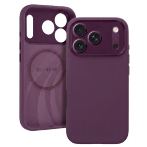 Liavec Silk Shield dėklas su metaliniu kameros rėmeliu, skirtas iPhone 18 Pro Max/17 Pro Max, violetinis