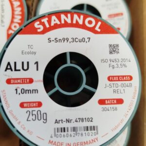 Lydmetalis Sn99.3Cu0.7 1.00mm su fliusu 3.5% ALU1 250g, Stannol