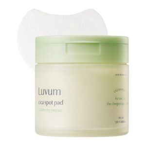 LUVUM Calming Repair Cica Spot Pad raminamieji tonizuojantys padeliai 60 vnt. - su centele, pH 5,5