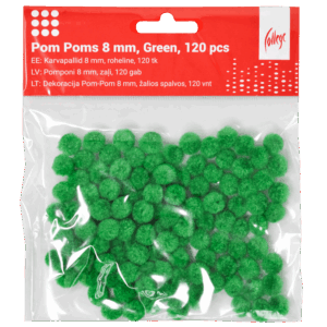 Dekoracija Pom-Pom College, 8 mm., 120 vnt., žalios spalvos