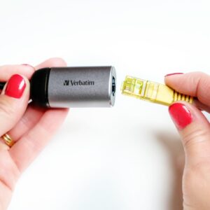 Verbatim 49146 USB-C to Gigabit Ethernet Adapteris, USB 3.1 GEN 1, Gigabit Ethernet, Pilka/Juoda - Image 3