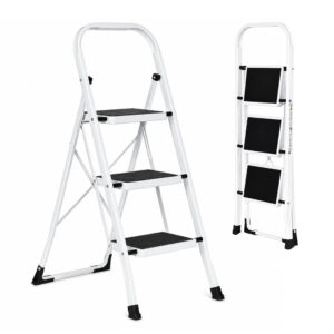 3-step steel ladder non-slip steps foldable ModernHome