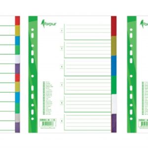 Skiriamieji lapai Forpus, A4, 1-12 spalvos, plastikiniai