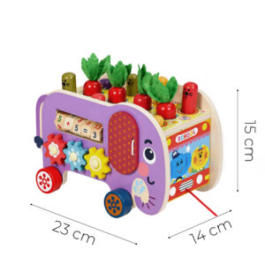 Medinis 8-in-1 drambliuko formos lavinamasis kubas su vaikštyne, formų rūšiuokliu, ksilofonu ir kirmėlių žvejyba ECOTOYS - Image 10