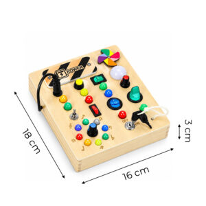 Medinė interaktyvi lavinamoji lenta su jungikliais ir LED lemputėmis ECOTOYS - Image 10