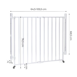 Balti plieniniai apsauginiai varteliai laiptams ir durų angoms 65-106 cm su ratukais ECOTOYS - Image 10