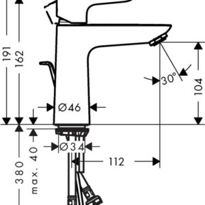 Praustuvo maišytuvas Hansgrohe Talis E 110 71710340, juodas - Image 3