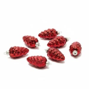 Eglutės žaisliukų rinkinys, raudonas, stiklas, 9 vnt.