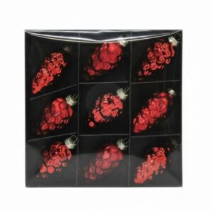 Eglutės žaisliukų rinkinys, raudonas, stiklas, 9 vnt. - Image 2