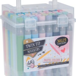 DVIPUSIAI PASTEL MARKERIAI 48VNT DĖŽUTĖJ - Image 2
