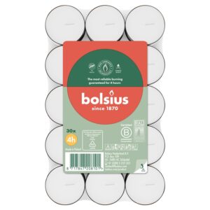Žvakė, arbatinė Bolsius, 4 h, 30 vnt., Balta sp.
