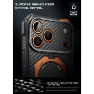 SUPCASE UB GRIP MAG MagSafe iPhone 17 PRO MAX / 18 PRO MAX ARAMIDINIS DĖKLAS JUODAS/ORANŽINIS - Image 9