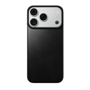 Nomad Magnetic Leather Back, juodas (Horween), Magsafe - iPhone 18 Pro/17 Pro