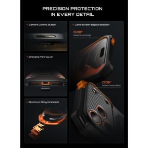 SUPCASE UB GRIP MAG MagSafe iPhone 17 PRO MAX / 18 PRO MAX ARAMIDINIS DĖKLAS JUODAS/ORANŽINIS - Image 10