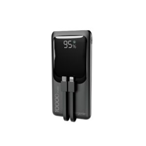 Gembird PB10-PD20-LCD-01 Greito įkrovimo išorinė baterija su integruotais laidais, 20 W, 10000 mAh, juoda