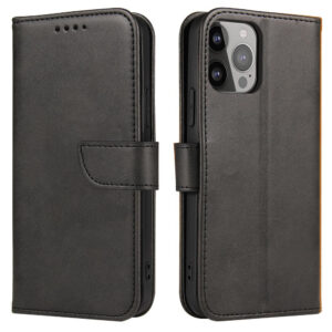 Magnet Case dėklas, skirtas Honor Magic5, atverčiamas piniginės tipo dėklas su stovu, juodas