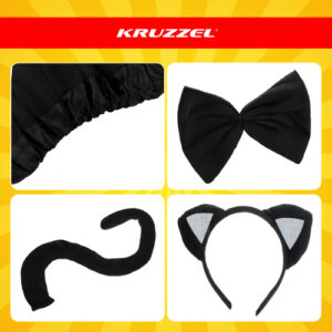Kačiuko kostiumas - juodas, 4 dalių, Kruzzel 26518 - Image 6