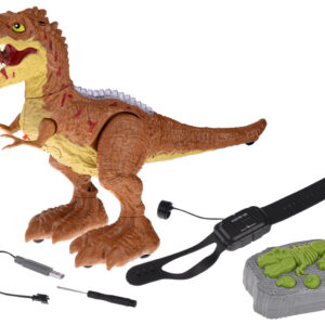 Gestais valdomas dinozauras + RC nuotolinio valdymo pultas 2in1 kvėpuoja, riaumoja, šviečia, šoka RC0625 BR - Image 7