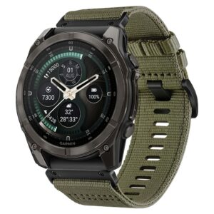 Tech-Protect NYLON CLASSIC GARMIN FENIX 5X / 5X PLUS / 6X / 6X PRO / 7X / 8 / 8 PRO / 9 / 9 PRO (51 MM) KARINĖ ŽALIA