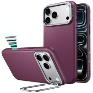 ESR ODINIS DĖKLAS SU STOVU IR MAGSAFE iPhone 17 PRO / 18 PRO, TAMSIAI VYŠNINĖ
