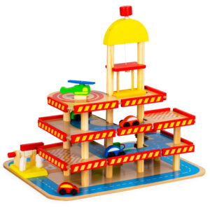 Didelis medinis garažas su keltuvu + automobiliai Ecotoys - Image 2