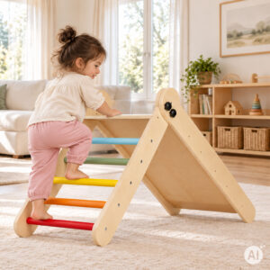 Medinė žaidimų aikštelė vaikams, Montessori laipiojimo rinkinys su kopėčiomis ir rampa HENRY ECOTOYS - Image 2