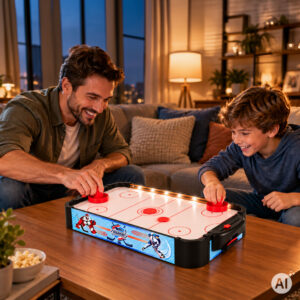 LED air hockey table game for children 58 cm with accessories ECOTOYS - Image 2