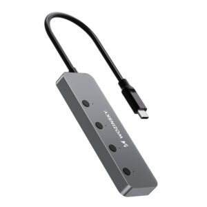 Wozinsky WHS080YSS 4 x USB-A 3.0 aliumininis šakotuvas su atskirais jungikliais ir 15 cm USB-C laidu – pilkas - Image 5
