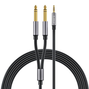 Orico AX2N garso kabelis mini jack 3.5 mm į 2 x jack 6.5 mm 1 m - juodas