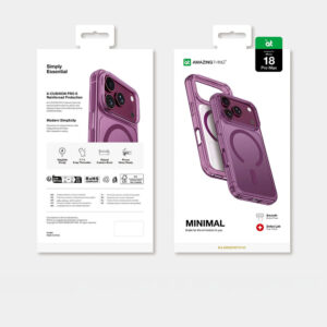 AmazingThing Minimal Mag smūgiams atsparus dėklas 3 lęšių apsauga, skirtas iPhone 18 Pro Max su dirželio laikikliu ir MagSafe suderinamumu – Violetinis - Image 8