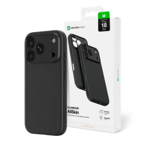 AmazingThing Glamour AllSkin iPhone 18 Pro dėklas su kameros apsauga, suderinamas su MagSafe – juodas