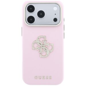 Guess Smooth & Big Strass Logo dėklas, skirtas iPhone 18 Pro / 17 Pro – rožinis - Image 3