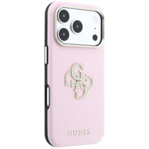 Guess Smooth & Big Strass Logo dėklas, skirtas iPhone 18 Pro / 17 Pro – rožinis - Image 4