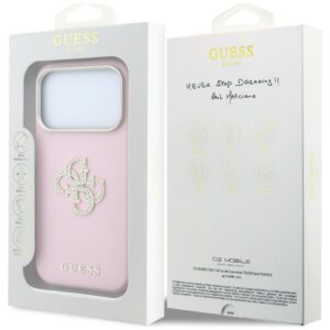 Guess Smooth & Big Strass Logo dėklas, skirtas iPhone 18 Pro / 17 Pro – rožinis - Image 8