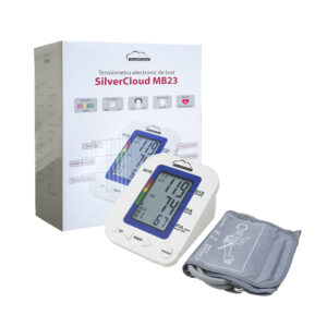 Elektroninis žastinis kraujospūdžio matuoklis SilverCloud MB23 su LCD ekranu, balso įspėjimo funkcija, širdies ritmo rodmenimis, manžete 22-36cm - Image 4