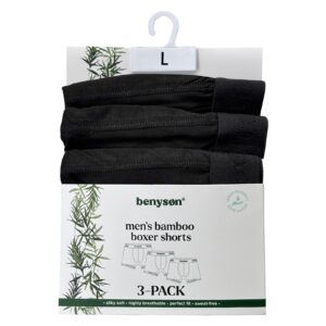 BENYSON bambuko viskozės trumpikės-šortukai vyrams, 3 vnt., juodos, XL - Image 4