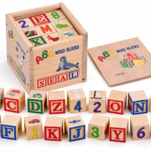 Medinės lavinamosios kaladėlės – raidės, skaičiai ir paveikslėliai ALPHABET 27vnt. ZA6239 - Image 3