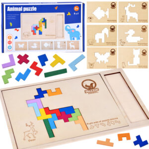 Medinis dėlionės žaidimas TETRIS 6 gyvūnai + pikselių kaladėlės ZA6244