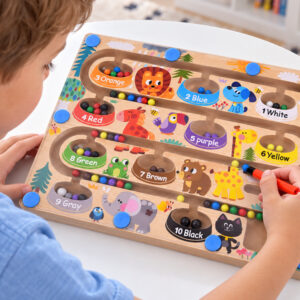 Medinė magnetinė lenta mokymuisi skaičiuoti ir spalvoms pažinti ZOO MAZE ZA6258 - Image 6
