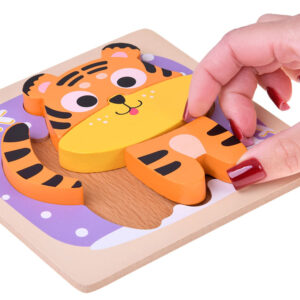 Medinis dėlionės rinkinys – 4 dėlionių rinkinys: panda, dramblys, višta, tigras ZA6259 - Image 2