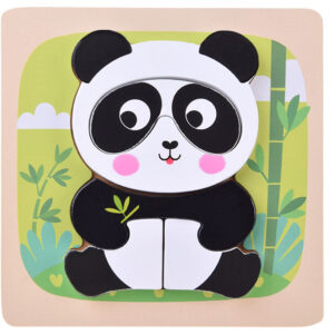 Medinis dėlionės rinkinys – 4 dėlionių rinkinys: panda, dramblys, višta, tigras ZA6259 - Image 6