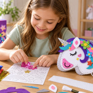 „Pasidaryk pats“ krepšelio gamybos rinkinys UNICORN kūrybinis veltinio krepšelis ZA6263 - Image 4
